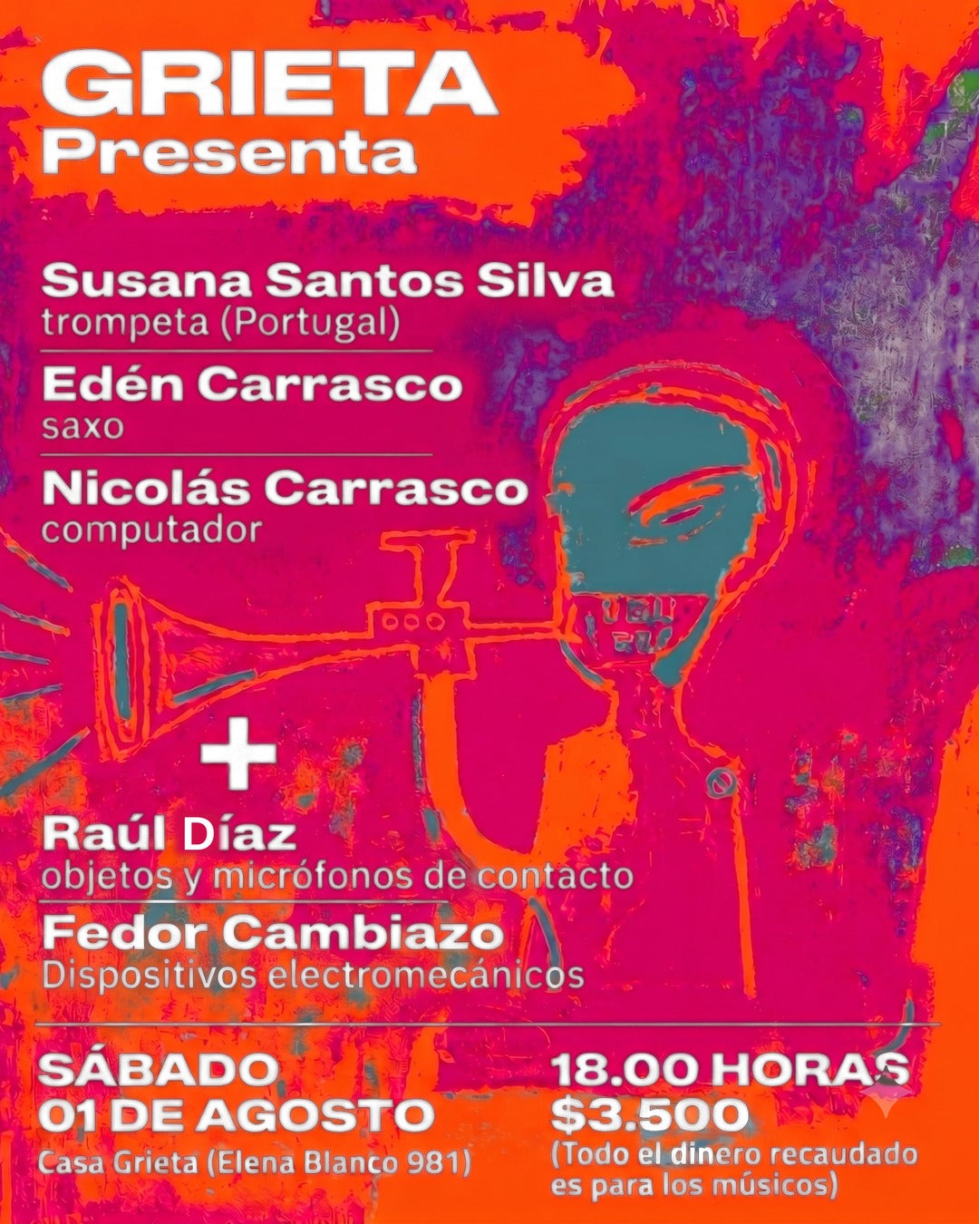 Nueva Fecha Casa Grieta: Susana Santos Silva (Portugal) + Edén Carrasco + Nicolás Carrasco + Raúl Díaz + Fedor Cambiazo
